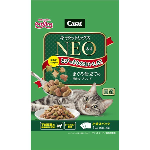 〔まとめ〕 キャットフード ペットフード Carat キャラットミックスネオ まぐろ仕立ての味わいブレンド 1kg (250g×4) 6セット