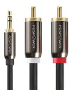 FosPower (1.8m) 3.5mm ステレオミニプラグ to 2RCA (赤/白) 変換 ステレオオーディオケーブル (オス-オス)スマホ タブレット TV 等に対応