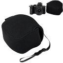 JJC カメラポーチ カメラケース ニコンNikon Z50 + 16-50mm レンズ HN-40 レンズフードに適用 黒い ブラック