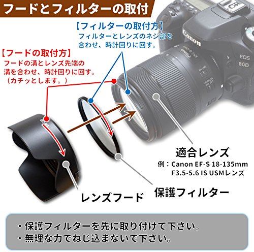 F-Foto Canon 18-135mm USM���|%%%| RF 24-105mm F4-7.1 IS STM��󥺤�Ŭ��/EW-73D �ߴ� �ա��� �� 67mm ��� �ݸ� �ե��륿�� ���å� EW-73DF-SET