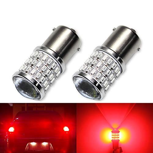 S25 LED ブレーキランプ レッド S25シングル LEDテールランプ ストップランプ 180度ピン BA15S DC9-50V 12V/24V車汎用 24Vトラック対応 54連SMDチップ 1200LM 爆光 無極性 取付簡単 1年保証 2個入り (S25シングル 180度ピン レッド)