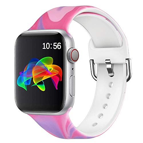 コンパチブル Apple Watch バンド SE/6/5/4/3 38mm / 40mm / 42mm / 44mmト柄 花柄 と互換性があり、iWacthシリーズソフトシリコン非退色印刷交換用スポーツストラップ、レディース/メンズに適しています 81029 (38mm/40mm S/M,#11)