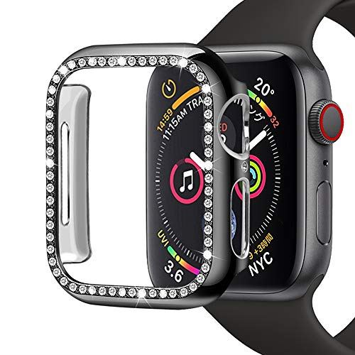 Movone for Apple Watch Serise 6/SE/5/4 カバー 44mm 保護ケース PC素材 メーキ加工 アップルウォッチ カバー 耐衝撃性 軽量超簿 装着簡単（44mm/ブラック） カバー・ブラック