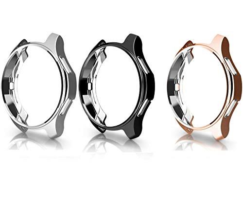 Turnwin for Samsung galaxy watch 42mm保護ケース TPU製メッキ加工保護カバー 6色あり 耐衝撃性 軽量 薄型 Galaxy watch 42mmに適応交換用カーバ 専用 スマートウォッチアクセサリ (ブラック＋シルバー＋ローズゴールド)