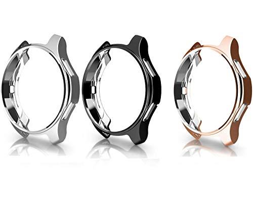 Turnwin for Samsung galaxy watch 42mm保護ケース TPU製メッキ加工保護カバー 6色あり 耐衝撃性 軽量 薄型 Galaxy watch 42mmに適応交換用カーバ 専用 スマートウォッチアクセサリ (ブラック+シルバー+ローズゴールド)