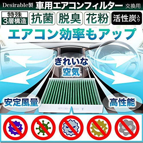 Desirable製 特殊3層構造＆活性炭入り 日産 ノート/マーチ/ラティオ 交換用 エアコンフィルター PM2.5除去 ウィルス 排ガス 抗菌 抗カビ をブロックの高機能 他社参考型番DCC2014 SA013