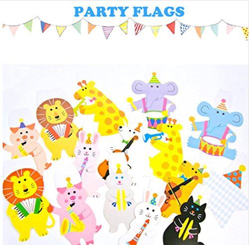 creve ガーランド party かわいい動物がいっぱい！ 2m 15枚セット 誕生日 誕生日会 パーティー お部屋飾り 子供部屋 赤ちゃん 3