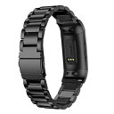Fitbit Charge 3 バンド/ベルト Comtax 交換用バンド ステンレス鋼バンド 調整可能 多色選択 スポーツ 交換ベルド (ブラック)(2)