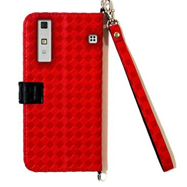 AU Qua phone KYV37 ケース 手帳型 カバー 手帳型 【GTO】お洒落な2トーンカラー オリジナルハンドストラップ付2点セット PUレザー&アンチグレアTPUケースを使用した手帳型PUレザーケース 新仕様ケースVer2 レッド