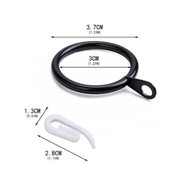 girldate カーテンリング スライドリング 鉄製 アイレットデザイン 30mm径 シャワーカーテン 窓カーテン用 30個入り ブラック