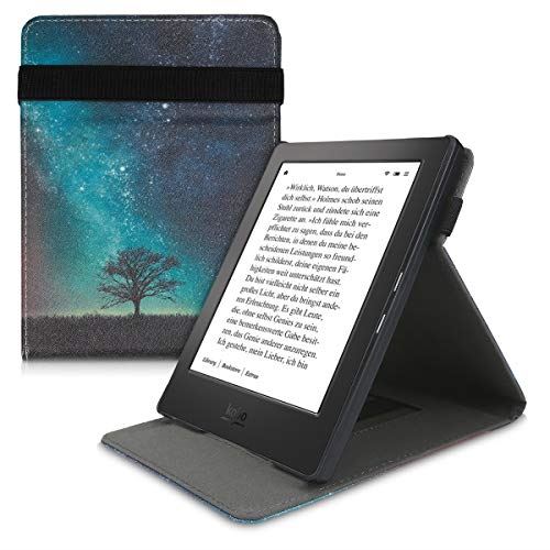 kwmobile 対応: Kobo Aura H2O Edition 1 ケース - バンド スタンド付き カバー - 電子書籍 保護ケース コスミックナイトデザイン 青色/グレー/黒色 コスミックナイト 04-22-01