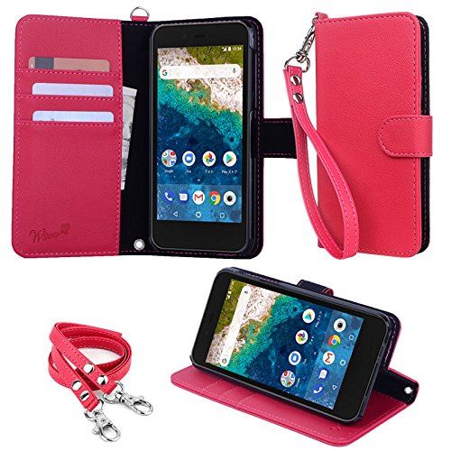wisers 【ストラップ2種付】 シャープ Sharp ソフトバンク softbank ワイモバイル Y!mobile アンドロイドワン android one S3 AQUOS sense basic スマートフォン スマホ 専用 手帳型 ケース カバー [ 2018 年 新型 ] ピンク