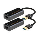 usb lan 変換 アダプタ, CableCreation 【2本入り】超高速USB 3.0 to RJ45 ギガビットイーサネットアダプタ10/100/1000 Mbps (IC チップセット付き RTL8153) USB有線LAN 0.1m/ブラック ブラック2