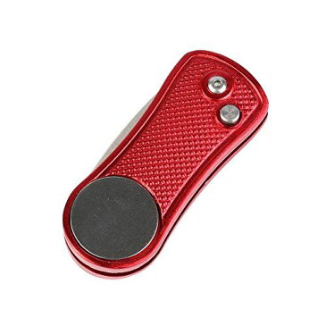 Volf Golf ゴルフ ディボット ツール ゴルフフォーク ジャックフォーク 折りたたみ式 グリーンフォーク リペアツール レッド