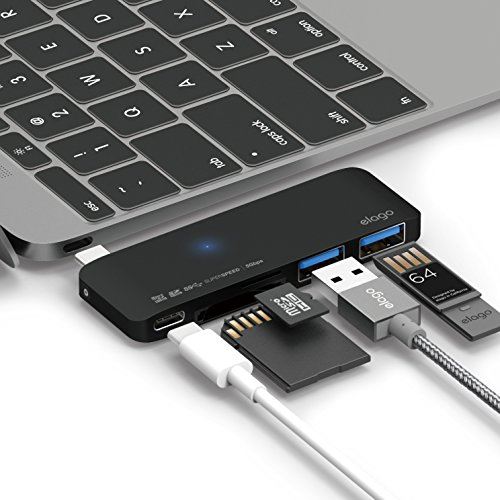 elago ALUMINUM CHARGING MULTI HUB USB-C USB Type-C Ή nu USB3.0 nu ~ 2|[g / microSD J[h[_[/SD J[h[_[  }` R{nu [d@\ PD Ή for MacBook Pro 2017 / MacBook ubN