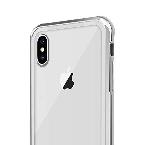 iPhone Xs iPhone X ケース ガラス 背面 クリア ガラス × 航空機 アルミ バンパー ハイブリッド 透明 ハード カバー SwitchEasy iGLASS [ Apple iPhoneXs iPhoneX アイフォンXs アイフォンX ] シルバー iPhoneXs/X