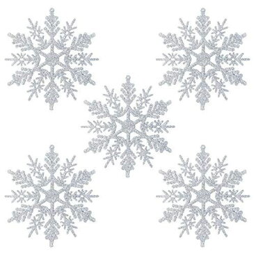 NALER 24個入れ スノーフレーク オーナメント飾り 雪の結晶 シルバー クリスマスツリー飾り キラキラ 直径約10.5cm 店舗 自宅 会社 窓 玄関 装飾