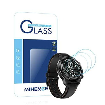 【3枚入り】 Mihence Compatible TicWatch Pro 3 GPS 保護フィルム, 9H ガラス保護フィルム 対応 TicWatch Pro 3 GPS Smartwatchスマート腕時計 2.5Dラウンドエッジ ウォッチ指紋防止保護膜