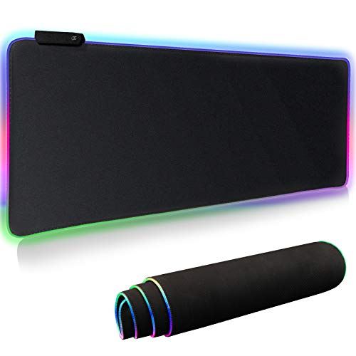 Findigit ゲーミングマウスパッド 大型マウスパッド 14モード 7色の発光色 RGB虹モード カラフル回転 明るさ調節可能 滑り止め 撥水加工 USBケーブル付属 ゲーマー向け 拡張マウスパッド 800X300X4mm type 1