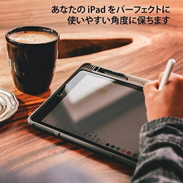 STM Dux Plus Duo Apple ipad 第7世代 第8世代 ケース 高耐久スマートケース Apple Pencil用ホルダー内蔵 瞬時オンオフマグネットスタンドカバー 人間工学 耐衝撃 丈夫 背面透明 (ブラック)