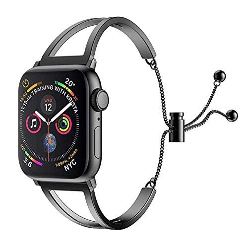 CCSU watch バンド 優れたステンレススチール 交換全Apple watch Series 38MM/40MM/42MM/44MM 1、2、3、4、5世代対応 (42MM/44MM, ブラ..