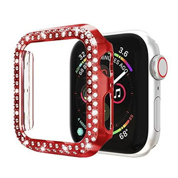 AnnTec Apple Watch SE/Series 6 44mm ケース クリスタルダイヤ付き 全面保護 落下防止 キズ防止 保護カバー 高透過率 防爆裂 TPU 女性専用 耐衝撃性 超軽量 Apple Watch SE/Series 6 44mm 保護ケース(レッド) Apple Watch 44mm