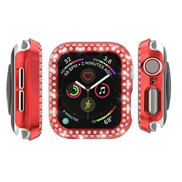 AnnTec Apple Watch SE/Series 6 44mm ケース クリスタルダイヤ付き 全面保護 落下防止 キズ防止 保護カバー 高透過率 防爆裂 TPU 女性専用 耐衝撃性 超軽量 Apple Watch SE/Series 6 44mm 保護ケース(レッド) Apple Watch 44mm