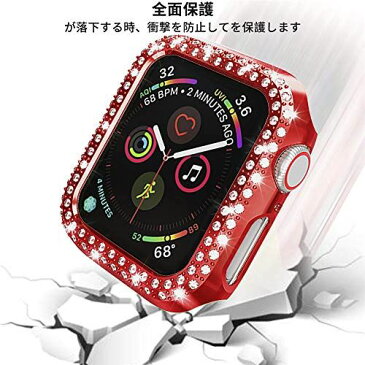 AnnTec Apple Watch SE/Series 6 44mm ケース クリスタルダイヤ付き 全面保護 落下防止 キズ防止 保護カバー 高透過率 防爆裂 TPU 女性専用 耐衝撃性 超軽量 Apple Watch SE/Series 6 44mm 保護ケース(レッド) Apple Watch 44mm