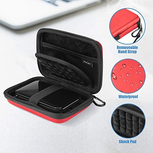 ProCase 汎用 HDD保管ケースEVA材 2.5インチハードディスク対応可能： Western Digital WD Elements Seagate Backup Plus 1TB 2TB 4TB USB 3.0耐衝撃 耐水性My Passportポータブル外付けハードドライブケース -レッド - Image 2