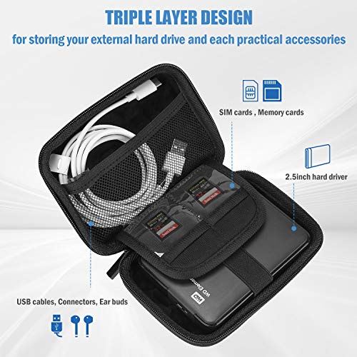 ProCase 汎用 HDD保管ケースEVA材 2.5インチハードディスク対応可能： Western Digital WD Elements Seagate Backup Plus 1TB 2TB 4TB USB 3.0耐衝撃 耐水性My Passportポータブル外付けハードドライブケース -レッド - Image 3