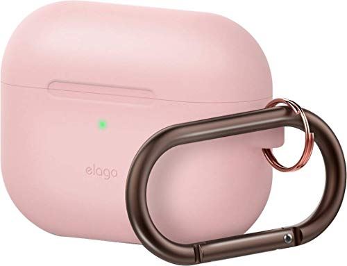 【elago】 AirPods Pro 対応 ケース カラビナ 付き 耐衝撃 シンプル シリコン カバー 衝撃 吸収 スリム ソフト ケースカバー 落下防止 保護 アクセサリー [ Apple AirPodsPro MWP22J/A エアーポッズPro エアーポッズプロ 対応 ] ORIGINAL HANG ラブリーピンク