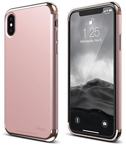 【elago】 iPhone X 対応 ケース 薄型 側面 全面保護 3パーツ式 ポリカーボネイト シンプル スリム ハード カバー Apple iPhoneX アイフォンX 対応 EMPIRE ローズゴールド×ローズゴールド