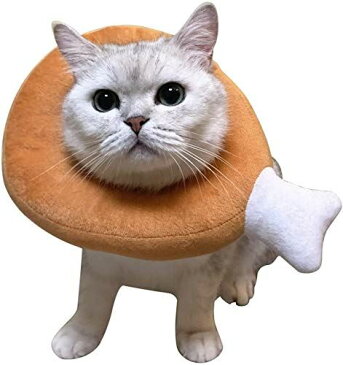 エリザベスカラー 猫 舐め防止 ソフト サイズ調整可能 軽量 ハロウィーン/クリスマス着装 手術後 保護襟 傷舐め防止 噛む防止 快適(チキンレッグ)