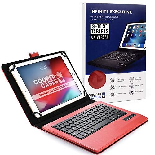 Cooper Cases INFINITE EXECUTIVE キーボード ケース 【 9-10.5 インチ タブレット 汎用サイズ 】 Bluetooth ワイヤレス カバー Mediapad Zenpad Xperia Arrows Lenovo tab (レッド) 9 - 10.1