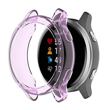 GARMIN Venu用 ケース 保護ケース カバー 5色可選 Sooyeeh ソフトTPU製 半透明 プロテクターカバー 耐衝撃 薄型 軽量 指紋防止 黄変防止 滑り止め GARMIN(ガーミン) Venu用 GPSスマートウォッチ 保護ケース アクセサリー 2個入り (パープル)
