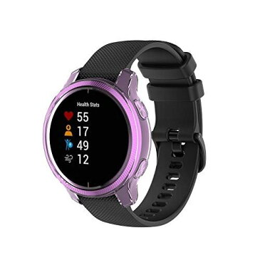 GARMIN Venu用 ケース 保護ケース カバー 5色可選 Sooyeeh ソフトTPU製 半透明 プロテクターカバー 耐衝撃 薄型 軽量 指紋防止 黄変防止 滑り止め GARMIN(ガーミン) Venu用 GPSスマートウォッチ 保護ケース アクセサリー 2個入り (パープル)