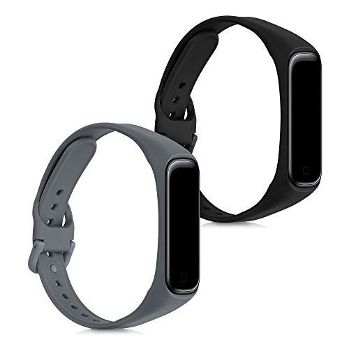 kwmobile 対応: Samsung Galaxy Fit 2 交換 アームバンド - 2x シリコン フィットネストラッカー - スポーツアームバンド Large 黒色 / スレートグレー