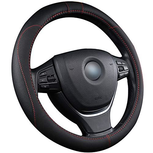 PGMARO ハンドルカバー ステアリングカバー 通気 滑り防止 トラック いすゞ 320ファワード ギガ ダンプキャブ ファイブスター ギガ 三菱ふそう ファイター スーパーグレート 日野 プロフィア・テラヴィ UD ビッグサム など対応 (A-ブラック, 50cm)