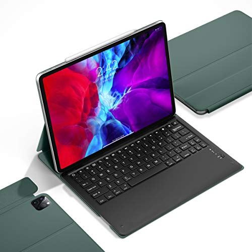 iPad Pro 12.9 キーボード ケース 2020 Bluetoothキーボード 分離式 キーボード付き カバー オートスリープ ウェイク Apple ペンシル充電機能付き 超薄型 (緑)