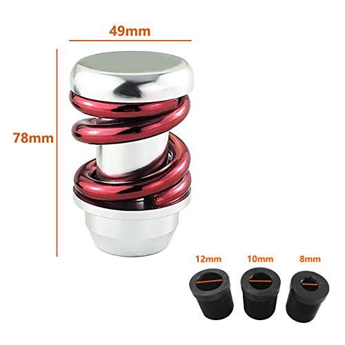 Lunsom スプリングシフトノブ金属製 シフトノブ 汎用 自動カー (レッド&シルバー)