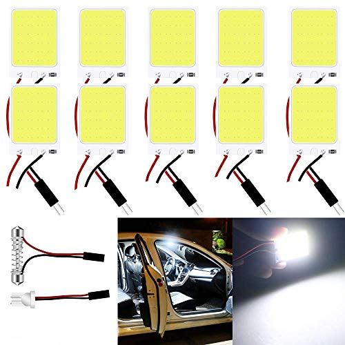 10パックホワイト300ルームCOB 48-SMD 12V DC LEDライト用自動車車内照明パネルドームランプマップルー..