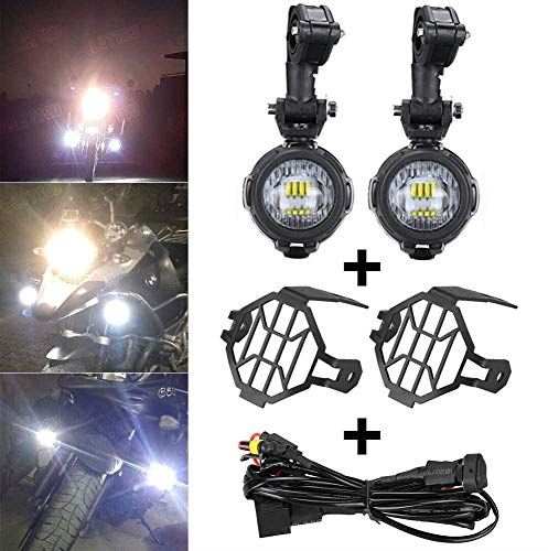 に適用する R1200GS R800GS 750GS ADV用オートバイのフォグランプ LED補助灯 12-30V 40W IP67防水 180度調節 フォグ サイドライト 2個セット 付 + ワイヤ+保護カバ（set1） set 1