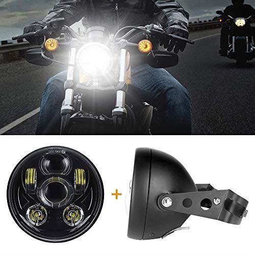 5.75インチLEDヘッドライト ハーレー ブラケット ブラック CHELHEAD シェルセット Dyna Wide Glide FXDWG スポーツスター1200 Low XL ホワイト
