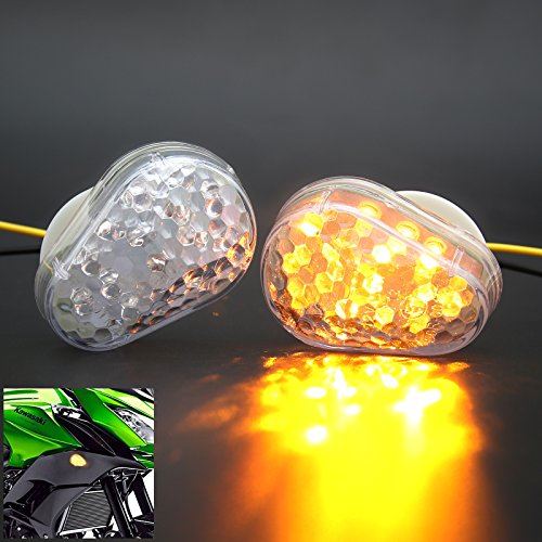 BSK 汎用 オートバイ 超高輝度LED ウインカー インジケータ 川崎忍者Z800 Z1000 ZX6R 636 ZX7R Z1000SX/650R/400R ZZR600 ZZR 600 Ninja H2R クリアレンズ