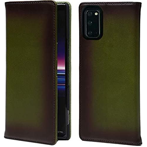 Esperanza 最高級 本革 Galaxy S20 5G スマホ ケース 古代ローマ帝国の伝統技法 スフマート製法 【 硬度 9H 強化 ガラスフィルム セット 】 手帳型 カード ポケット スタンド 付 SC-51A SCG01 対応 (Galaxy S20, オリーブグリーン)