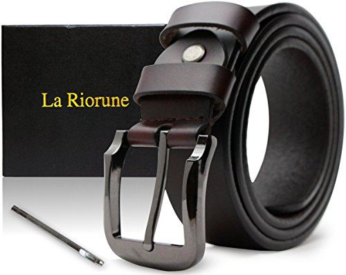 Riorune メンズ ベルト 本革 レザー カジュアル ビジネス ブラウン