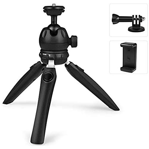 【Taisioner】カメラ三脚 ミニ三脚 脚の長さ5段調整 自由雲台 アクションカメラ スマホ対応 （ブラック） カメラミニ三脚のサムネイル