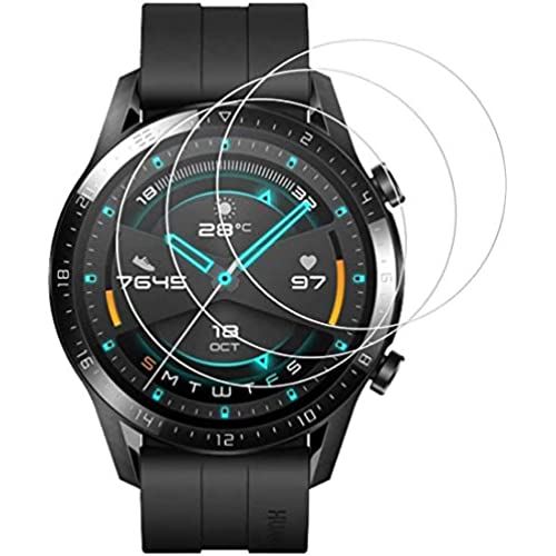 [3枚] Snnsret Huawei Watch GT2 46mm フィルム Huawei Watch GT2 46mm ガラスフィルム 保護フィルム 硬度9H 液晶保護/99%高透過率/気泡ゼロ/防指紋/防?/自動吸着/浮き防止 ?化ガラスフィルム