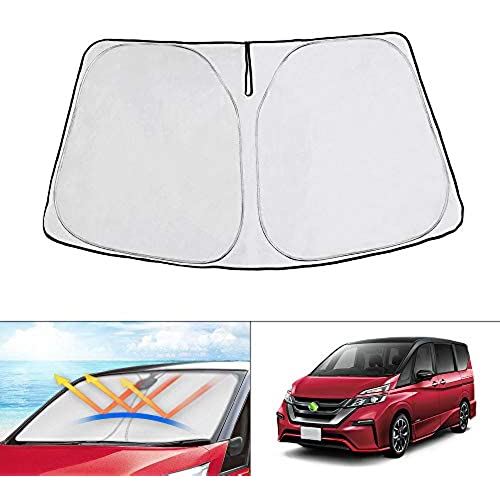 Cartist NISSAN セレナ c27 フロントサンシェード H28.8〜現行 フロントガラス サンシェード シェードカーテン マルチサンシェード 遮光率99% シェード 日よけ 車種専用 UVカット 車中泊 カスタムパーツ インテリア ... Serena C27 銀色