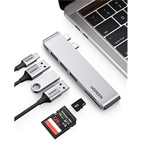 UGREEN MacBook Pro Air専用 USB-Cハブ SD / TFカードスロットを搭載したMacBook Airアダプター USB Cハブ USB 3.0x3 Thunderbolt 3を備え MacBook Air 2020 2019 ...